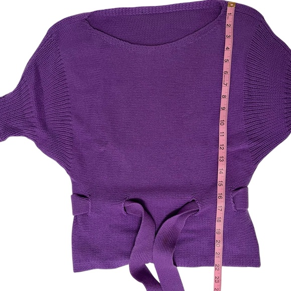 Club Monaco Janelle 100% Cashmere Purple Wrap Sweater Crop S/P - Picture 6 of 8